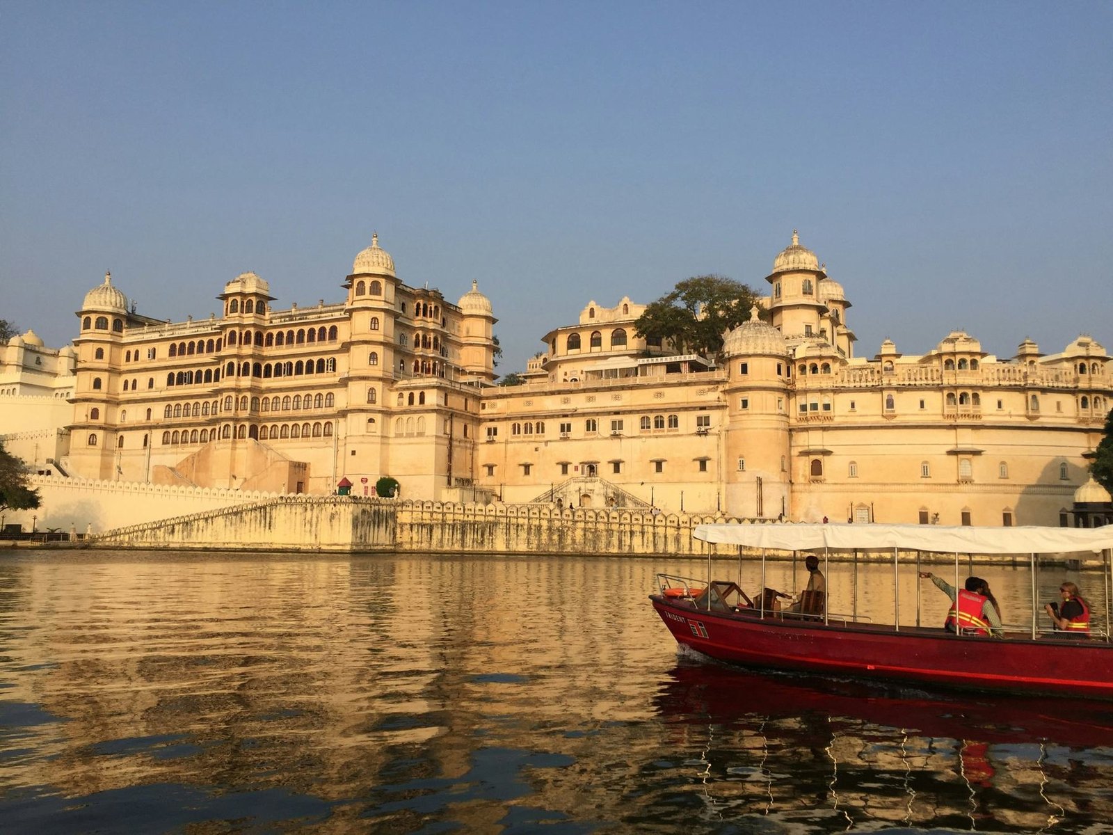 City Palace Udaipur from a boat on the lake