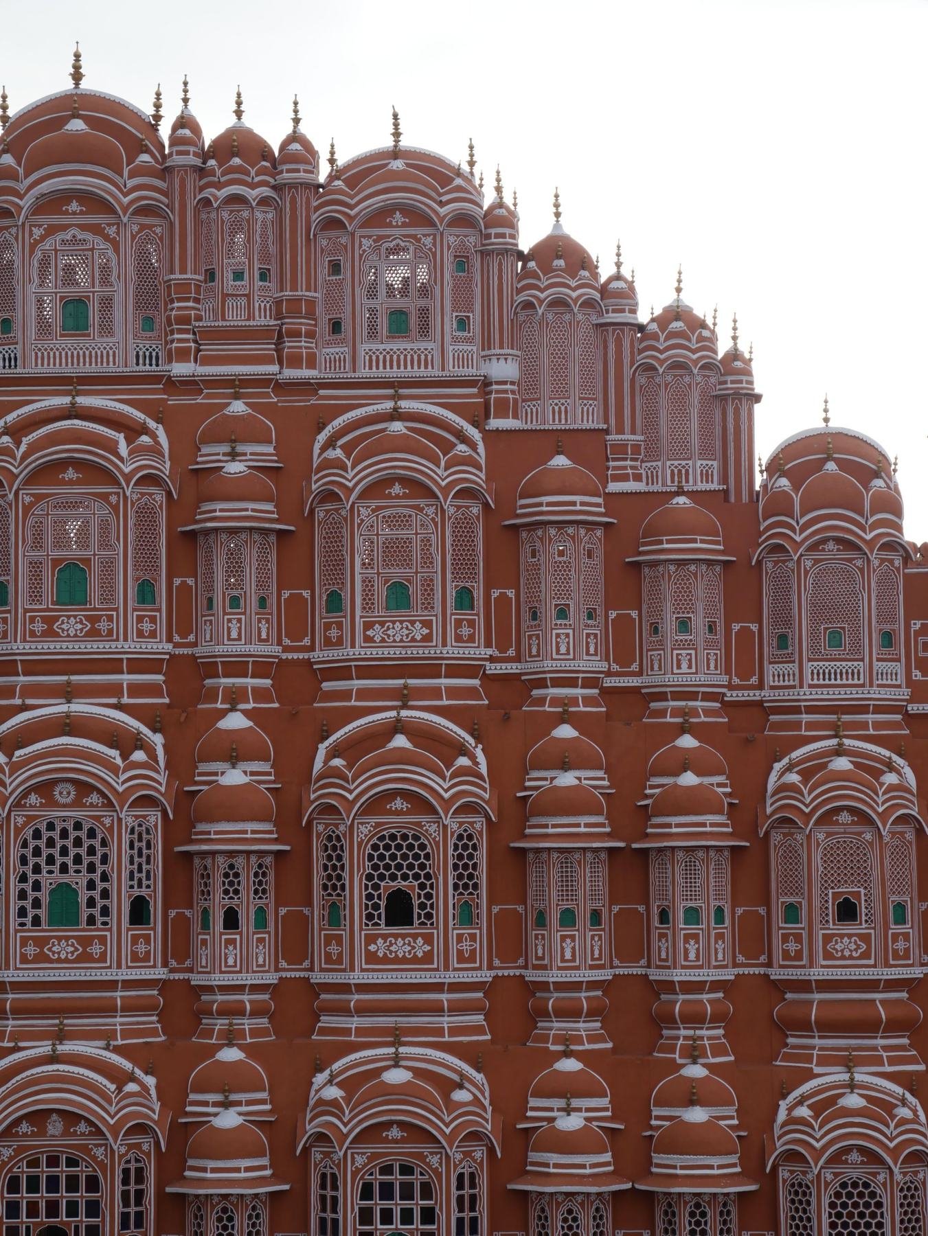 Carved sandstone windows of Hawa Mahal