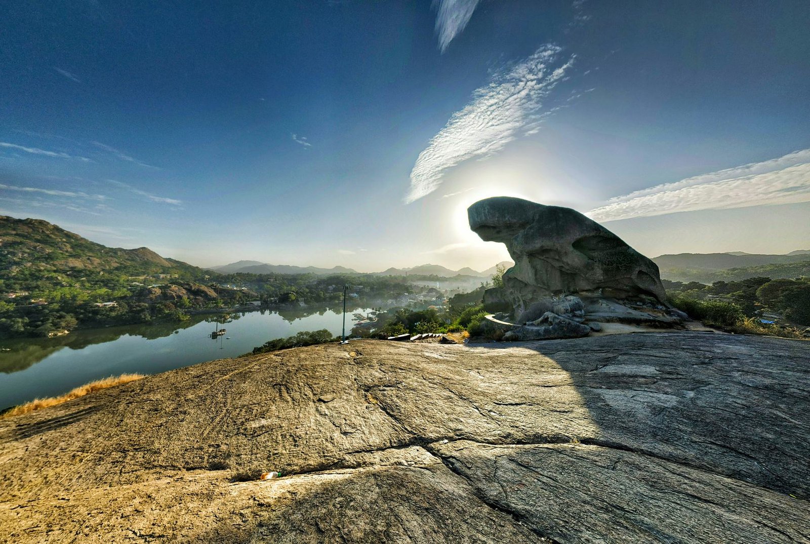 Toad Rock viewpoint over the lake at Mount Abu